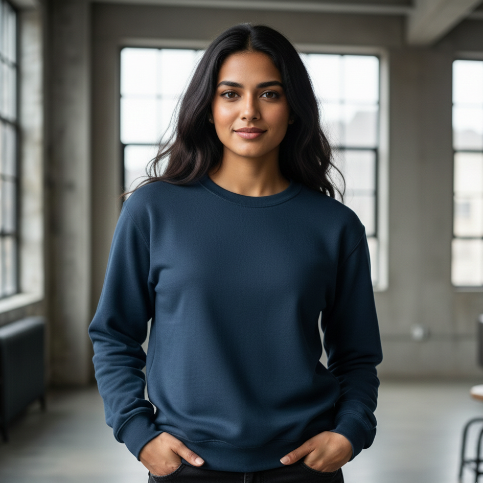 Cozy Sweatshirt - Light Blue, Navy Blue