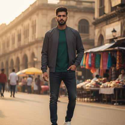 Bomber Jacket - Black, Charcoal Grey