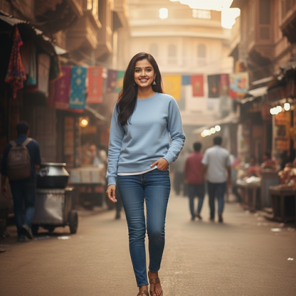 Cozy Sweatshirt - Light Blue, Navy Blue