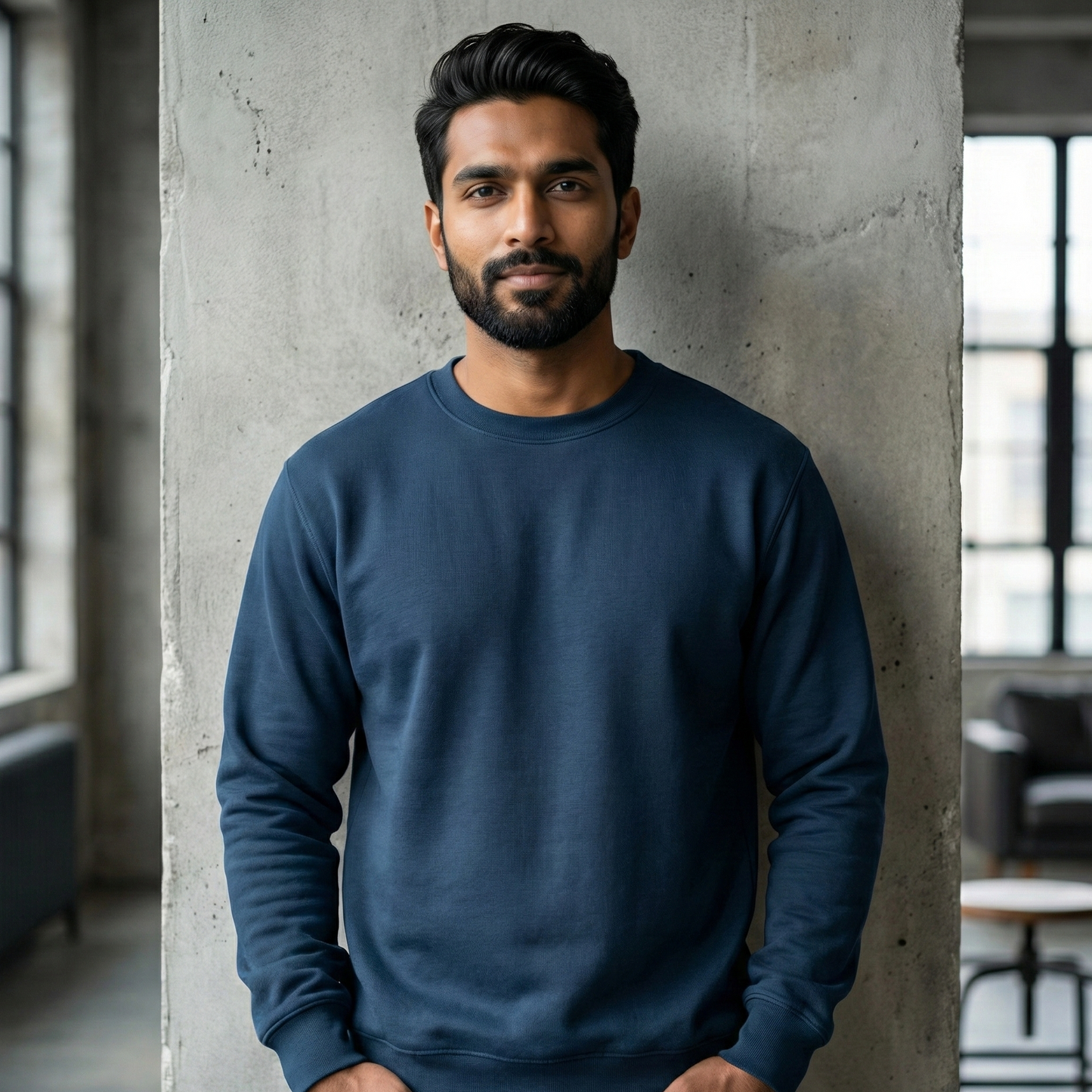 Cozy Sweatshirt - Light Blue, Navy Blue