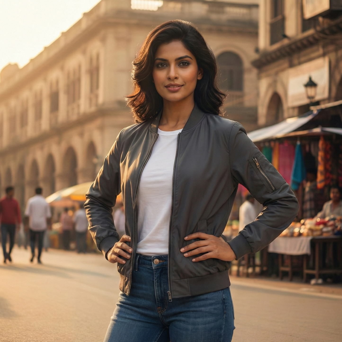 Bomber Jacket - Black, Charcoal Grey