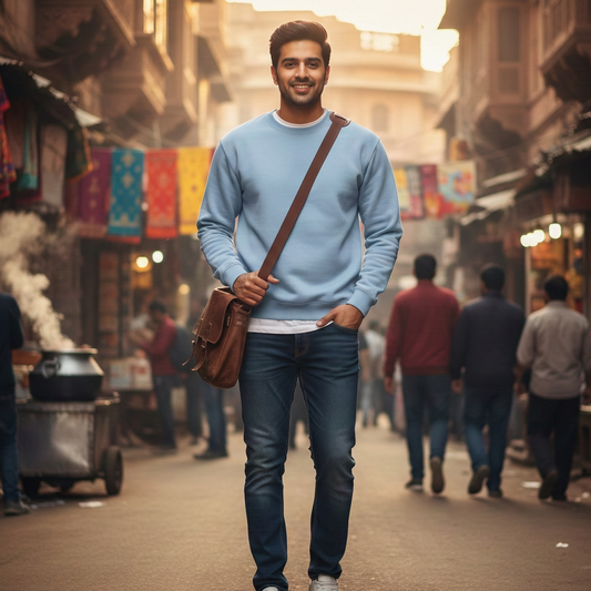 Cozy Sweatshirt - Light Blue, Navy Blue